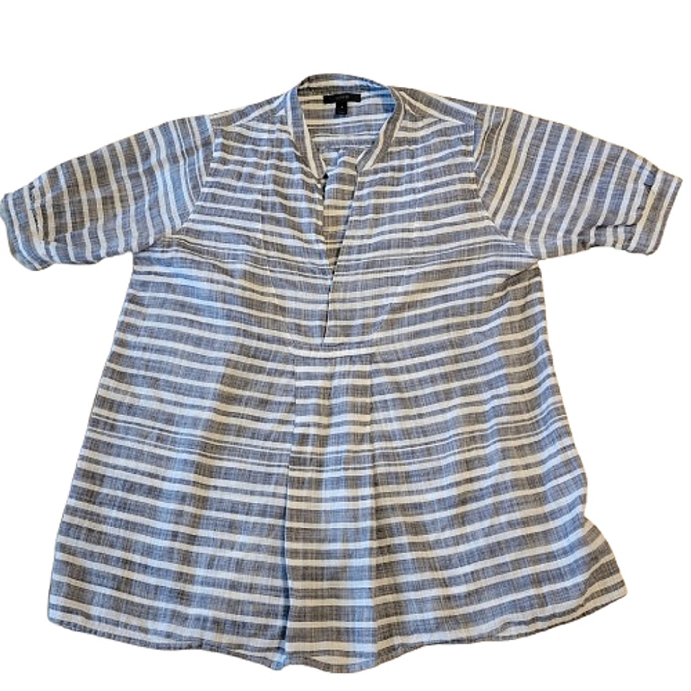 J.Crew Women Grayish Blue and White Striped Gauze Tunic Size Small
